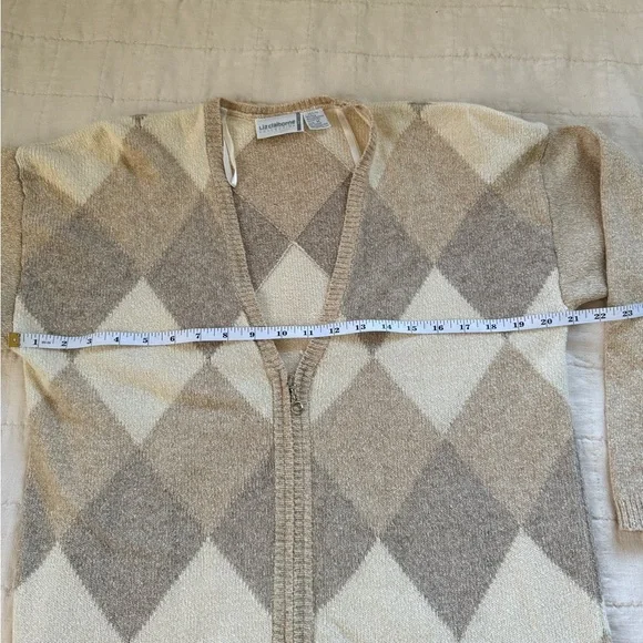 Liz Claiborne Argyle Cardigan Sweater - Picture 5 of 7
